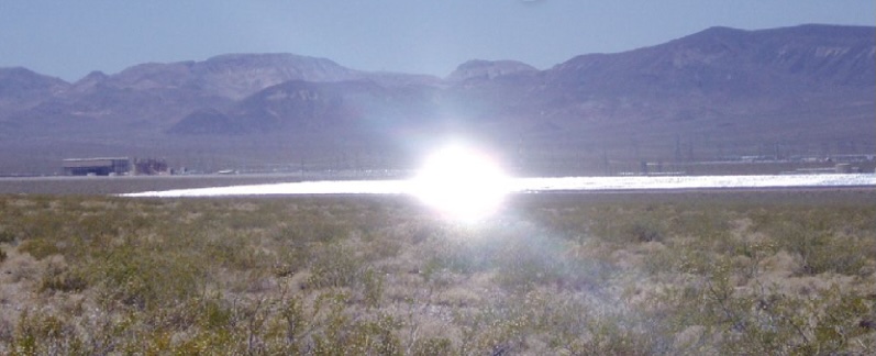 Intense solar glare from a desert solar installation