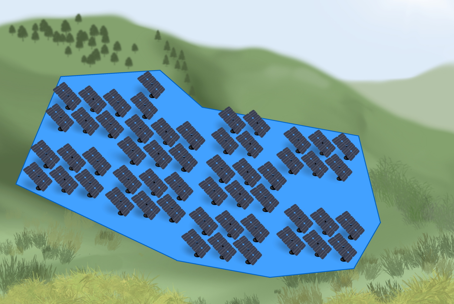 Example of planarized PV footprint